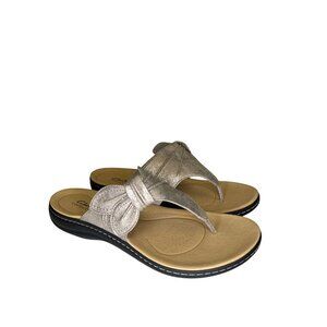 Clarks Lauriann Rae Women's Sandals Taupe Metallic Slip On Size 12 12W Wide NIB